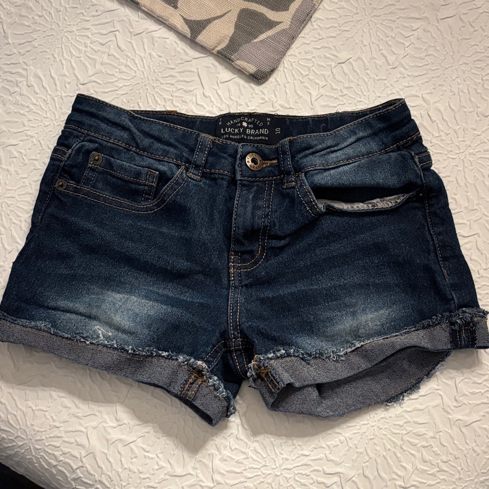 Lucky Brand Dark Blue Rolled Hem Denim Shorts
